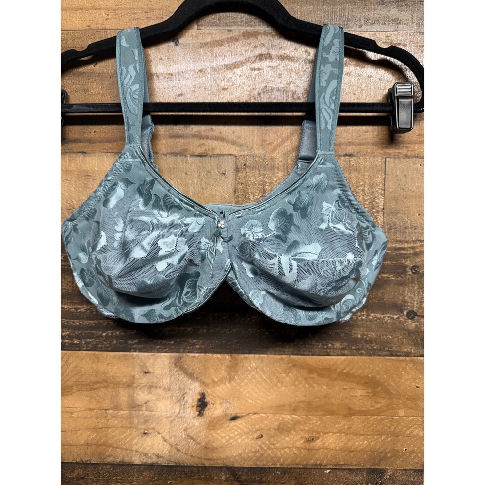 Wacoal Awareness Underwire Bra 85567 Blue Grey Floral Lace Full Coverage 38D